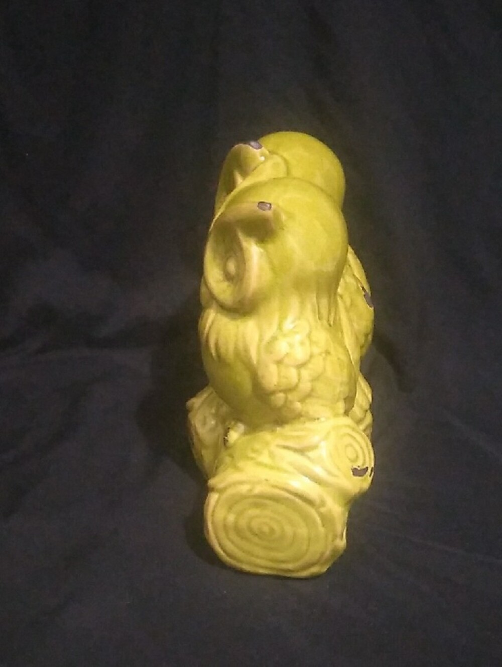 Vintage Ceramic Trio of Owls Green Glaze Figurine (B7) - Picture 9 of 11